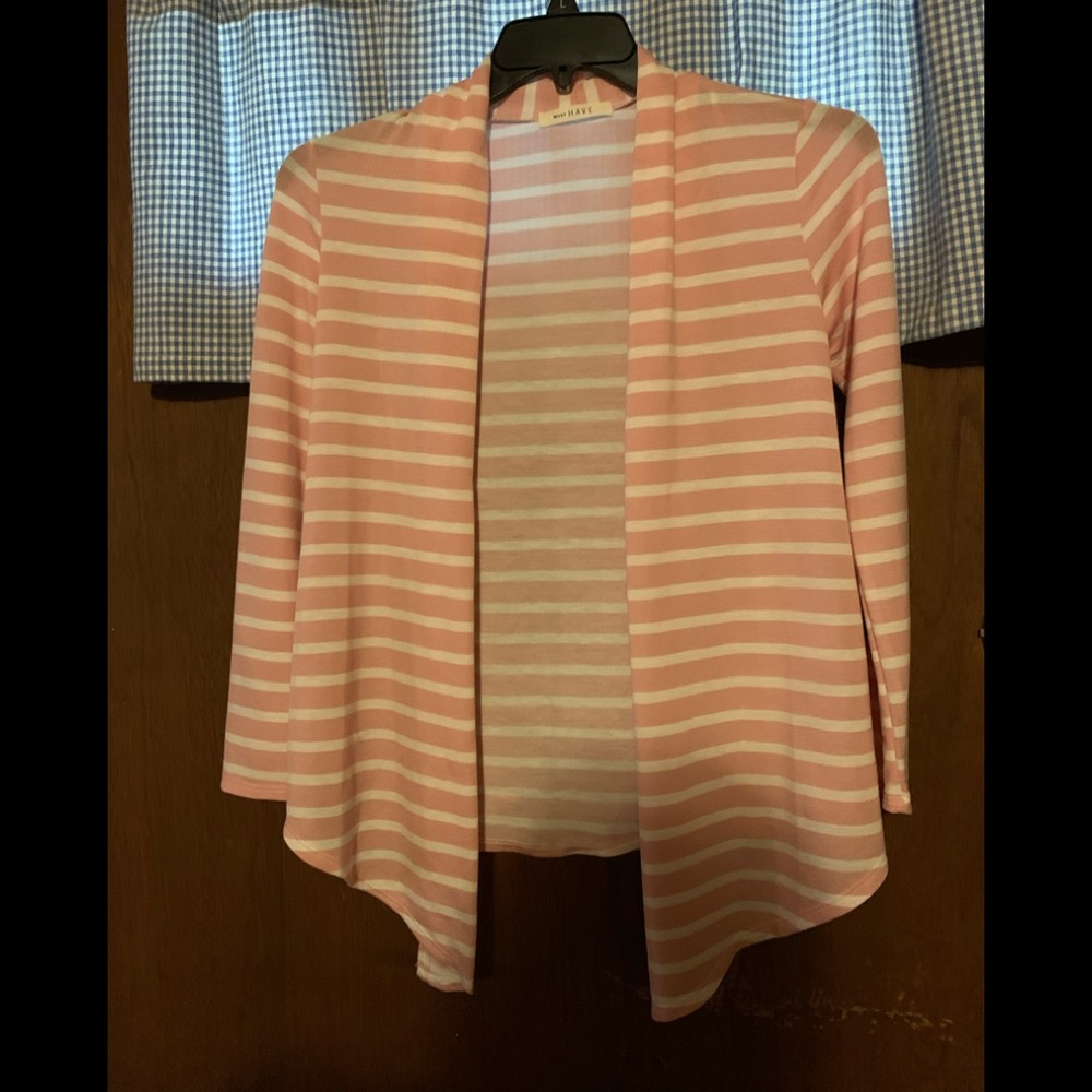 Pink and White Striped Cardigan Size Small